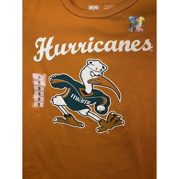 NCAA University of Miami Hurricanes Kids Long Sleeve Orange Canes Shirt New Sz S - Picture 2 of 4